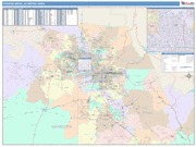 Phoenix-Mesa-Scottsdale Metro Area Wall Map Color Cast Style